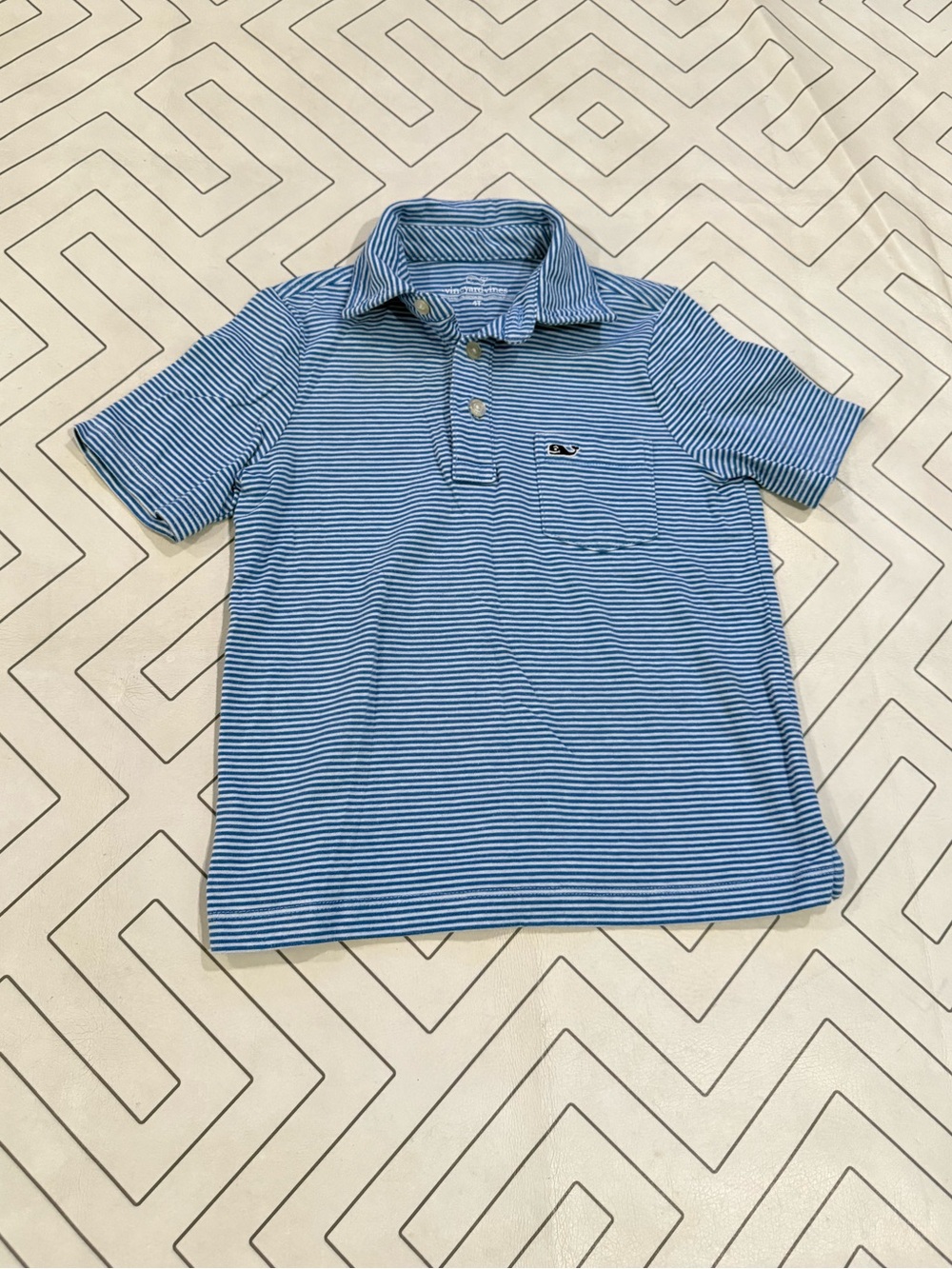 Vineyard Vines Boys Blue Striped Pocket Polo